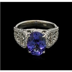 4.38ct Tanzanite and Diamond Ring - 14KT White Gold
