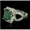 Image 2 : 14KT White Gold 6.63ct Emerald and Diamond Ring