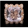 Image 1 : 14KT Rose Gold GIA Certified 25.19ct Kunzite and Diamond Ring