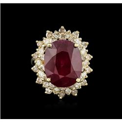 14KT Yellow Gold 7.34ct Ruby and Diamond Ring