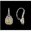 Image 2 : Platinum EGL USA Certified 5.00ctw Fancy Yellow Diamond Earrings