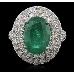 14KT White Gold 3.95ct Emerald and Diamond Ring