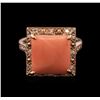 Image 1 : 5.36ct Pink Coral and Diamond Ring - 14KT Rose Gold