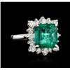 Image 2 : 14KT White Gold GIA Certified 6.41ct Emerald and Diamond Ring