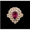 Image 1 : 1.48ct Rubellite and Diamond Ring - 14KT Rose Gold