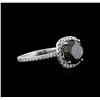 Image 2 : 4.03ctw Black Diamond Ring - 18KT White Gold