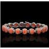 Image 1 : 14KT White Gold 16.91ctw Coral and Diamond Bracelet
