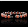 Image 3 : 14KT White Gold 16.91ctw Coral and Diamond Bracelet