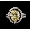 Image 1 : 14KT White Gold 4.74ctw Fancy Yellow Diamond Ring
