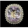 Image 1 : 14KT Yellow Gold GIA Certified 9.79ct Kunzite and Diamond Ring