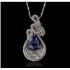Image 1 : 18KT White Gold 4.54ct Tanzanite and Diamond Pendant With Chain