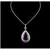 Image 1 : 18KT White Gold GIA Certified 69.66ct Tanzanite and Diamond Pendant With Chain