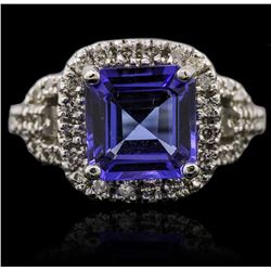 14KT White Gold 3.91ct Tanzanite and Diamond Ring