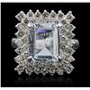 Image 1 : 14KT White Gold 3.69ct Aquamarine and Diamond Ring