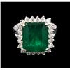 Image 1 : 11.15ct Emerald and Diamond Ring - 18KT White Gold