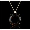 Image 2 : 14KT Yellow Gold 26.18ct Smokey Topaz and Diamond Pendant With Chain