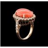 Image 3 : 8.71ct Coral and Diamond Ring - 14KT Rose Gold
