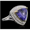 Image 2 : 14KT Two-Tone Gold 4.70ct Tanzanite and Diamond Ring