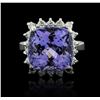 Image 1 : 14KT White Gold 8.63ct Tanzanite and Diamond Ring