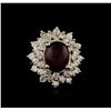 Image 1 : 14KT White Gold 6.05ct Ruby and Diamond Ring