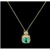 Image 1 : 14KT Yellow Gold 1.36ct Emerald and Diamond Pendant With Chain