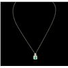 Image 2 : 14KT Yellow Gold 1.36ct Emerald and Diamond Pendant With Chain