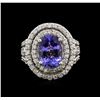 Image 1 : 4.06ct Tanzanite and Diamond Ring - 14KT White Gold