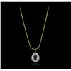 Image 2 : 14KT Yellow Gold GIA Certified 20.50ct Aquamarine and Diamond Pendant With Chain