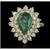 Image 1 : 14KT Yellow Gold 2.27ct Emerald and Diamond Ring
