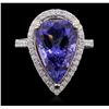 Image 1 : 14KT Two-Tone Gold 9.41ct GIA Certified Tanzanite and Diamond Ring