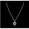 Image 1 : 14KT White Gold 5.01ct Tanzanite and Diamond Pendant With Chain