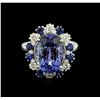 Image 1 : 14KT White Gold 6.27ct Tanzanite, Sapphire and Diamond Ring