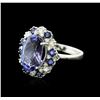 Image 2 : 14KT White Gold 6.27ct Tanzanite, Sapphire and Diamond Ring