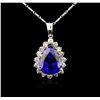 Image 1 : 14KT White Gold GIA Certified 16.01ct Tanzanite and Diamond Pendant With Chain