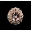 Image 1 : 14KT Rose Gold 3.13ct Morganite and Diamond Ring