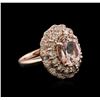 Image 2 : 14KT Rose Gold 3.13ct Morganite and Diamond Ring