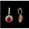 Image 2 : 14KT Yellow Gold 17.84ctw Ruby and Diamond Earrings