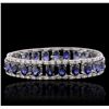 Image 2 : 14KT White Gold 21.50ctw Sapphire and Diamond Bracelet