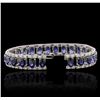 Image 3 : 14KT White Gold 21.50ctw Sapphire and Diamond Bracelet