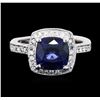 Image 1 : 14KT White Gold 3.13ct Sapphire and Diamond Ring