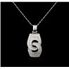 Image 2 : 14KT White Gold 0.83ctw Diamond Pendant With Chain