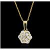 Image 1 : 14KT Yellow Gold 0.63ctw Diamond Pendant With Chain