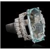 Image 2 : 14KT White Gold GIA Certified 15.62ct Aquamarine and Diamond Ring