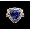 Image 1 : 14KT Yellow Gold 4.96ct Tanzanite and Diamond Ring