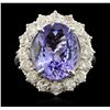 Image 1 : 14KT White Gold 6.93ct Tanzanite and Diamond Ring