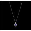 Image 2 : 18KT White Gold 6.20ct Tanzanite and Diamond Pendant With Chain
