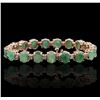 Image 1 : 14KT Rose Gold 20.90ctw Emerald and Diamond Bracelet