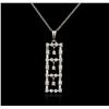 Image 2 : 18KT White Gold 0.80ctw Diamond Pendant With Chain