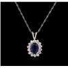 Image 2 : 1.50ct Sapphire and Diamond Pendant With Chain - 18KT White Gold
