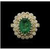 Image 1 : 14KT Yellow Gold 3.11ct Emerald and Diamond Ring